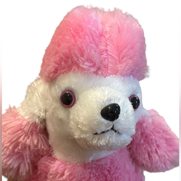 VTG Bear Factory Puppy Dog Poodle Plush Upright w/Pouch Pink White Fluffy 2001 - Picture 6 of 7